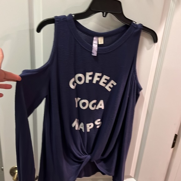 Navy Alya cold shoulder super soft long sleeve top - Picture 2 of 4